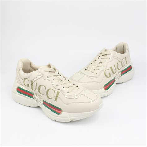 rhyton gucci logo leather sneaker mens|rhyton gucci black snakeskin.